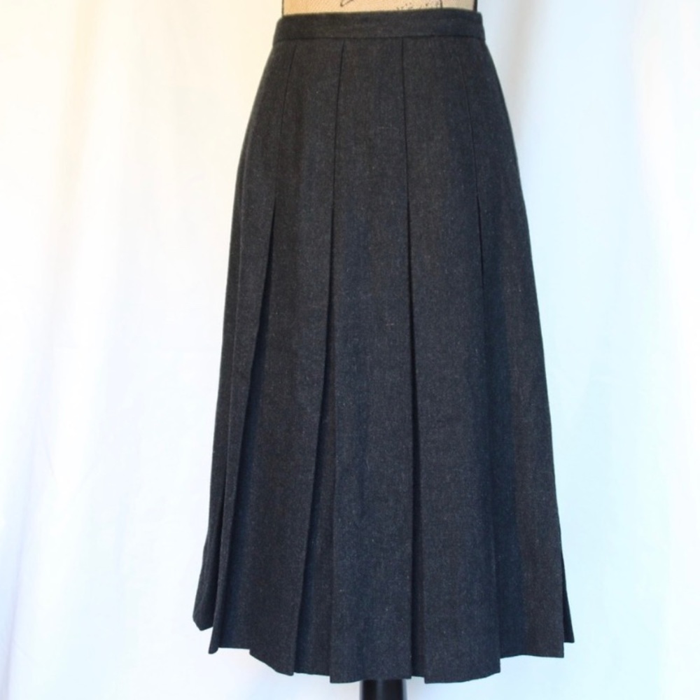 Wool Pleated Midi Skirt